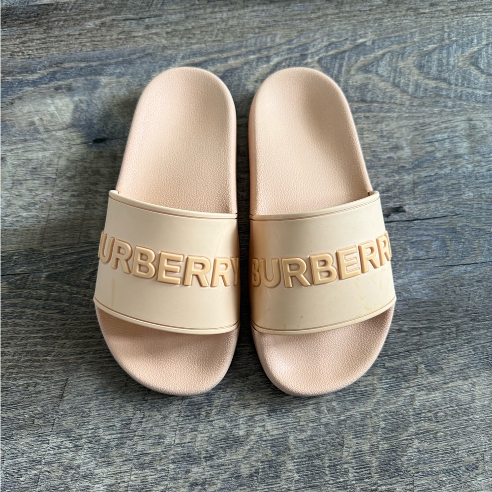 Burberry Light Pink Logo Rubber Slide Sandals women size 37, US size 7